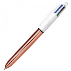 Penna a sfera a scatto 4 colori Rose - 1,0 mm - Bic - scatola 12 pezzi