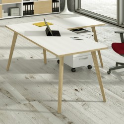 Allungo DX/SX per scrivanie Woody - 60 x 80 x H 74,4 cm - rovere / bianco
