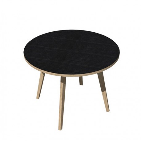 Tavolo riunione tondo Woody - diametro 100 cm - rovere / nero venato
