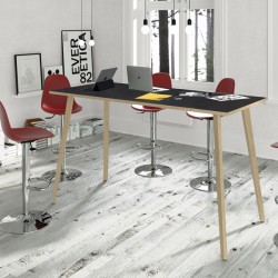 Tavolo alto Woody - 160 x 80 x 105 cm - rovere/nero venato