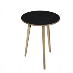 Tavolo rotondo alto Woody - diametro 80 cm - H 105 cm - rovere/nero venato