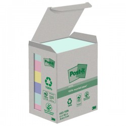 Blocco Post-it in carta riciclata - 653-1GB - 38 x 51 mm - natural - 100 fogli - Post-it - conf. 6 pezzi