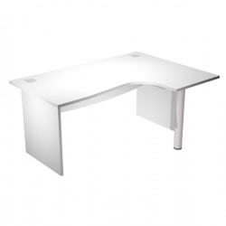 Scrivania compact Agorà - fianco dx melaminico - L160 x P120/80/60 x H73 cm - con supporto metallico - bianco