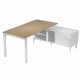 Scrivania Agorà - con mobile di servizio portante - 145 x 140 x L 72,5 cm - rovere