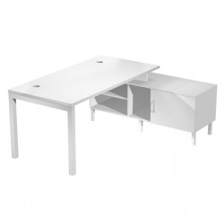 Scrivania Agorà - con mobile di servizio portante - 165 x 140 x L 72,5 cm - bianco