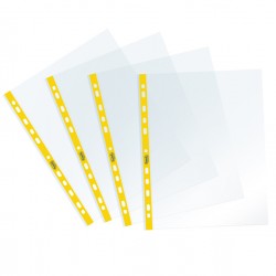 Buste forate Sprint - c/ banda - liscia - 22 x 30 cm - giallo - Favorit - conf. 25 pezzi