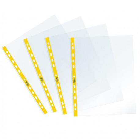 Buste forate Sprint - c/ banda - liscia - 22 x 30 cm - giallo - Favorit - conf. 25 pezzi