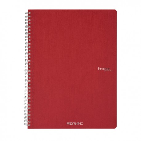 Maxiquaderno Ecoqua original - spiralato - A4 - 90 gr - 1 rigo - 70 fogli - rosso scuro - Fabriano