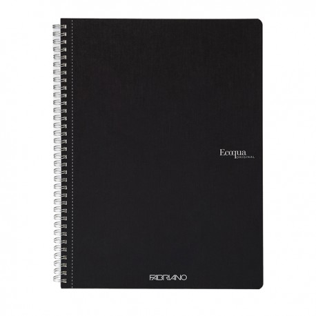 Maxiquaderno Ecoqua original - spiralato - A4 - 90 gr - 1 rigo - 70 fogli - nero - Fabriano