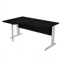 Scrivania Compact Sinistro Easy - 160 x 60/80/100 cm - Nero venato/grigio cromato