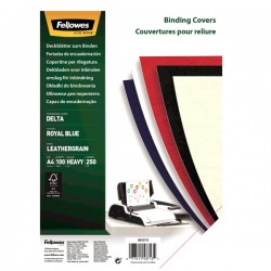 Copertine per rilegatura - A4 - cartoncino groffrato semilpelle - 250 gr - royal blu - Fellowes - conf.100 pezzi