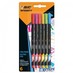 Fineliner Intensity - punta 0,8 mm - tratto 0,4 mm - colori assortiti Rainbow - Bic - astuccio 6 pezzi