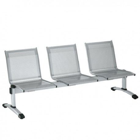 Panca attesa Plexus PS3P - 3 posti - senza braccioli - grigio - Unisit