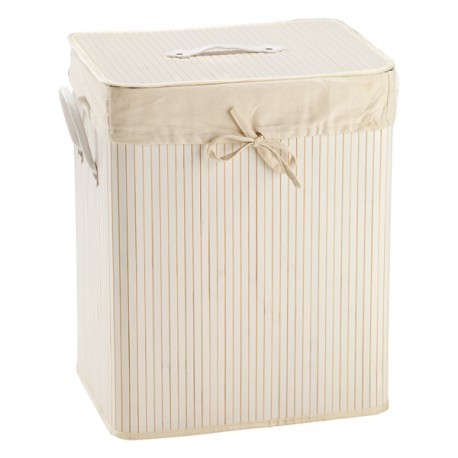 Porta biancheria - 41 x 31 x 50 cm - bambù - bianco - King Collection