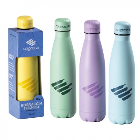 Borraccia termica Pastel - 500 ml - acciaio inox - colori assortiti - Colorosa