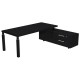 Scrivania direzionale Prestige Quadro - con mobile di servizio - 180 x 90 cm - nero venato/nero