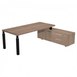 Scrivania direzionale Prestige Quadro - con mobile di servizio - 180 x 90 cm - ciliegio arabis/nero