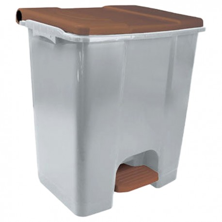 Contenitore mobile Ecoconti - a pedale - 60 L - plastica riciclata - grigio/marrone - Medial