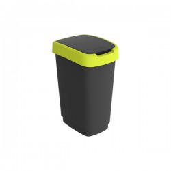 Pattumiera con coperchio basculante - 25 L - 33,3 x 25,2 x 47,6 cm - PPL - nero/verde lime - Rotho