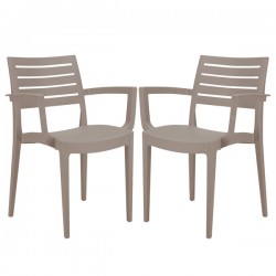 Sedia Firenze - con braccioli - 59 x 51 x 80 cm - polipropilene - juta - Grandsoleil - conf. 2 pezzi