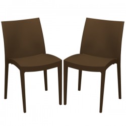 Sedia Venice - 51 x 49 x 80 cm - polipropilene - moka - Grandsoleil - conf. 2 pezzi