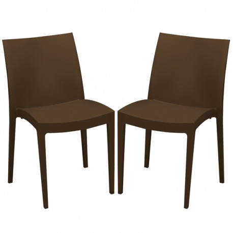 Sedia Venice - 51 x 49 x 80 cm - polipropilene - moka - Grandsoleil - conf. 2 pezzi
