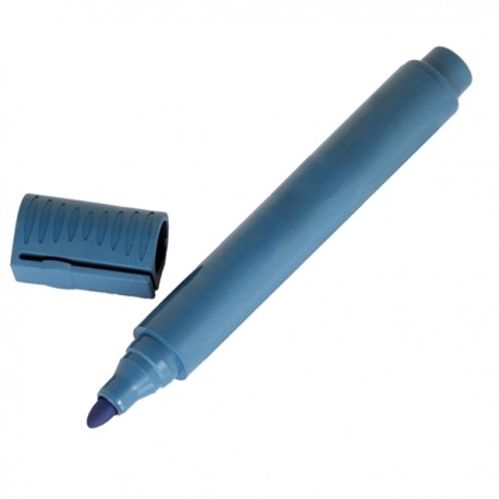 Pennarello detectabile - con cappuccio - indelebile - punta tonda - 14 cm - PP - blu