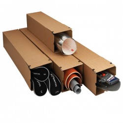 Scatola a tubo Square Box - chiusura strip - 10,5 x 10,5 x 71,5 cm - cartone microonda - avana - Bong Packaging - conf. 10 pezzi