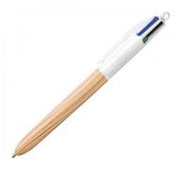 Penna sfera a scatto 4 colori Wood - 1.0 mm - Bic - conf. 12 pezzi