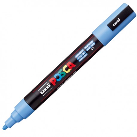 Marcatore a base d'acqua Uni Posca PC5M - punta tonda media da 1,8mm a 2,5mm - blu cielo - Uni Mitsubishi