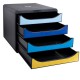 Cassettiera Big Box Bee Blue - 4 cassetti A4 - nero/multicolore - Exacompta