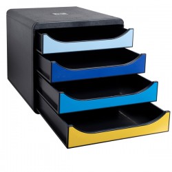 Cassettiera Big Box Bee Blue - 4 cassetti A4 - nero/multicolore - Exacompta