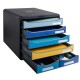 Cassettiera Big Box Maxi Bee Blue - 6 cassetti A4 - nero/multicolore - Exacompta