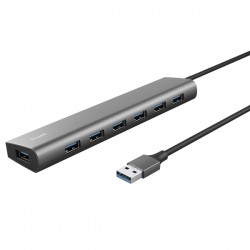 Hub Halyx - 7 porte - USB 3.2 Gen 1 - alluminio - grigio - Trust