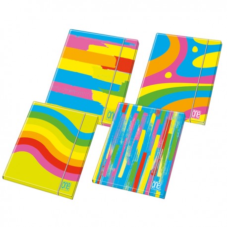 Cartellina Fantafluo One Color - 3 lembi - con elastico - diametro 1,2 cm - 26 x 35 cm - Blasetti