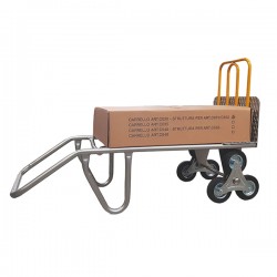 Carrello saliscale - 50 x 40 x 132 cm - max 280 kg - acciaio - grigio/giallo - Tecnotelai