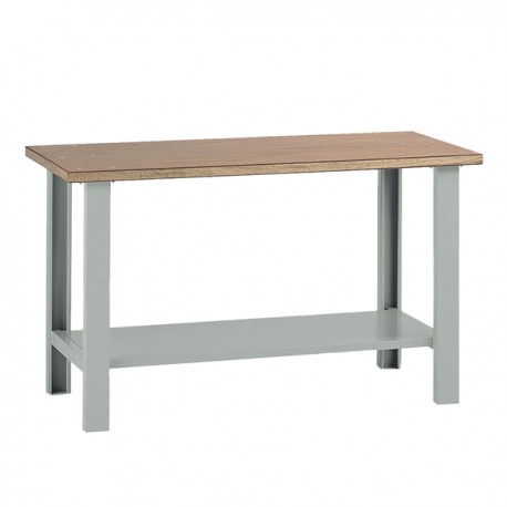 Banco da lavoro - senza cassetti - 150 x 75 x 90 cm - grigio/legno - Tecnotelai
