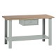 Banco da lavoro - con cassetto - 150 x 75 x 90 cm - grigio/legno - Tecnotelai