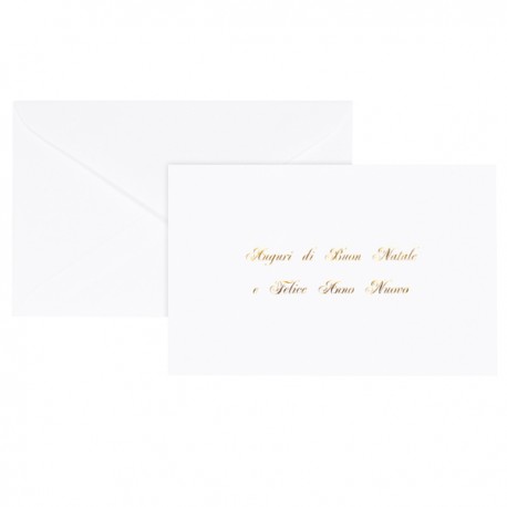 Biglietto natale con busta - 9 x 14 cm - stampa oro - bianco - Rex Sadoch