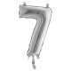 Palloncino - numero 7 - H 36 cm - mylar - argento - Big party
