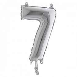 Palloncino - numero 7 - H 36 cm - mylar - argento - Big party
