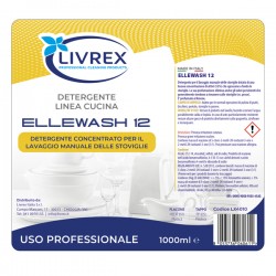 Detergente Ellewash 12 per piatti - 1L - limone - Livrex