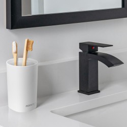 Bicchiere porta spazzolini Pronto Bagno - diametro 8 cm - H 12,5 cm - PPL - bianco - Perfetto