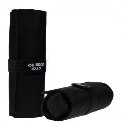 Astuccio arrotolabile Roller - con astuccio zip interno - 24 scomparti - 7,5 x 21,5 cm - tessuto - nero - Koh.I.Noor