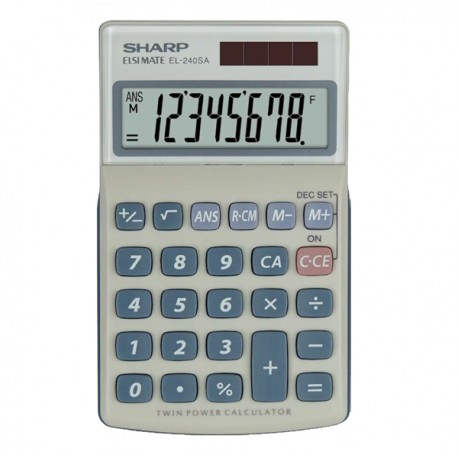 Sharp - Calcolatrice tascabile - EL240SAB Bianco/Grigio - 8 cifre