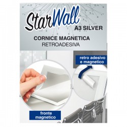 Cornice magnetica retroadesiva Starwall - A3 - silver - Starline