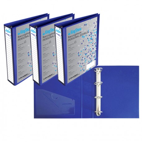 Raccoglitore personalizzabile KingShow - 4 anelli a D 40 mm - dorso 5 cm - 22x30 cm - blu - Starline