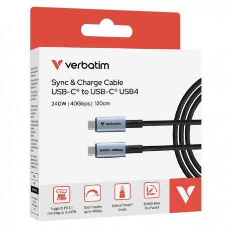 Verbatim - Cavo USB-C a USB-C_240W_40Gbps - 31847 - 120cm